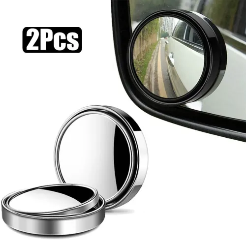 2Pcs Round Frame Convex Blind Spot Mirror Safety Driving Wide-angle 360 Degree Adjustable Clear Rearview Mirror Car Accessories