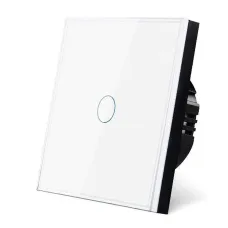 UBARO 1 Gang 86 Type Smart Wall Touch Switch Tempered Glass Panel Single Live Wire Waterproof Heat Resistant LED Indicator