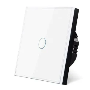 UBARO 1 Gang 86 Type Smart Wall Touch Switch Tempered Glass Panel Single Live Wire Waterproof Heat Resistant LED Indicator