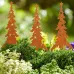 Pack of 4 Rust Stake Christmas Tree and Deer Christmas Decoration Rust Garden Stakes Christmas Trees Reindeer Christmas Decoration Outdoor Autumn Decoration