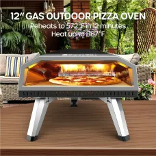 UDirect ECOWELL EPO120 Pizza Oven Outdoor Stove 12"Outside Stone/Peel, Infrared Thermometer and Portable Waterproof Cover Pizza Oven