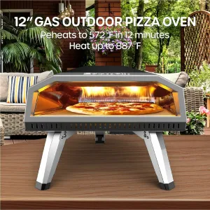 UDirect ECOWELL EPO120 Pizza Oven Outdoor Stove 12"Outside Stone/Peel, Infrared Thermometer and Portable Waterproof Cover Pizza Oven