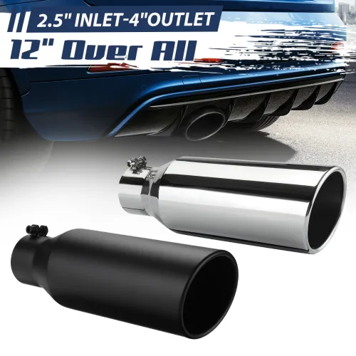 2.5 Inch Inlet 4 Inch Outlet Exhaust Tip 12 Inch Length Anti-Corrosive High Temperature Resistant Angle Cut Design for Car Truck
