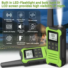 Baofeng BF-T22 Walkie Talkies 16 Channels 446MHz PMR License-Free Two-Way Radios LED Flashlight Hands-Free VOXs 1400mAh Type-C USB Charging