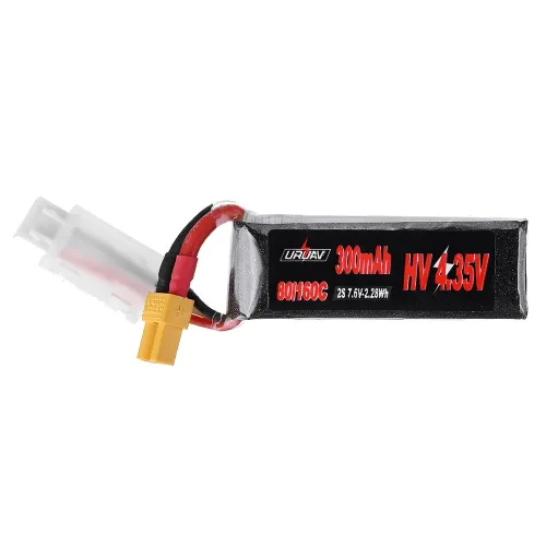 URUAV 7.6V 300mAh 80C/160C 2S HV 4.35V Lipo Battery XT30 Plug for EMAX Tinyhawk II Indoor FPV Racing Drone