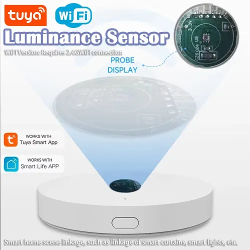 Tuya WiFi/Zigbee3.0 Light Sensor Luminance Sensor Illumination Brightness Detector Smart Home Linkage of Smart Curtains Smart Life APP Work with Alexa Google Assistant