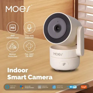 MOES WCM-P52 4MP HD Tuya WiFi Indoor Pan/Tilt Smart Security Camera Infrared Night Vision Motion Sound Detect Monitor Panoramic Patrol Smart Home Surveillance Camera