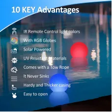 Solar Pool Floater Light Chlorine Dispenser RGB LED Color Changing Solar Powered UV Resistant Large Tablet Capacity Pool Sanitizer