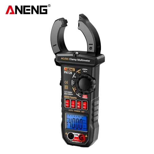 ANENG PN128 Clamp Meter 4000 Count Multimeter AC/DC Current Voltage Resistance Capacitance Temperature Measurement Tool with Backlit LCD