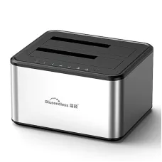 Blueendless HD07A Dual Bay External Hard Drive Dock USB3.0 High Speed for 2.5/3.5-Inch Hard Drives Offline Cloning Data Backup Up to 40TB Capacity Plug and Play Mobile HDD Dock