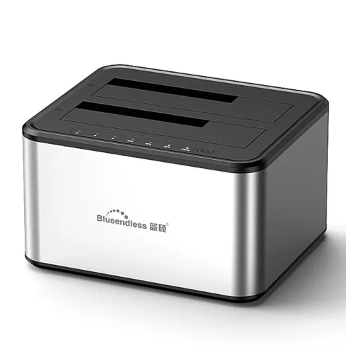 Blueendless HD07A Dual Bay External Hard Drive Dock USB3.0 High Speed for 2.5/3.5-Inch Hard Drives Offline Cloning Data Backup Up to 40TB Capacity Plug and Play Mobile HDD Dock
