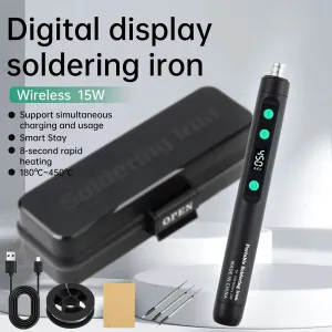 USB Soldering Iron Kit Type-C Rechargeable Compact 15W 200-450 Rapid Heating Adjustable Temperature Welding Tool Electronic Repair