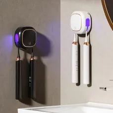 Smart Toothbrush Sterilizer Electric Ultraviolet Sterilization Box Heat Drying Wall-Mounted Bathroom Double Toothbrush Storage Rack