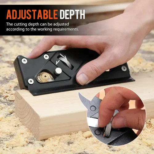 Chamfer Plane Woodworking Corner Edge Flattening Tool Adjustable Depth High Carbon Steel Blades Lightweight Design Portable Hand Planer for Quick Edge Trimming