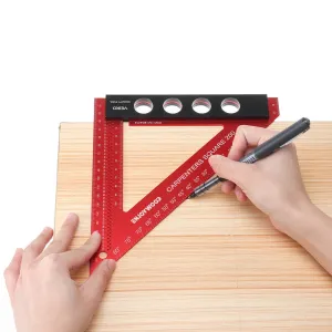 ENJOYWOOD 200mm Aluminum Alloy Carpenter Square Triangle Ruler Woodworking Precision Hole Positioning Square