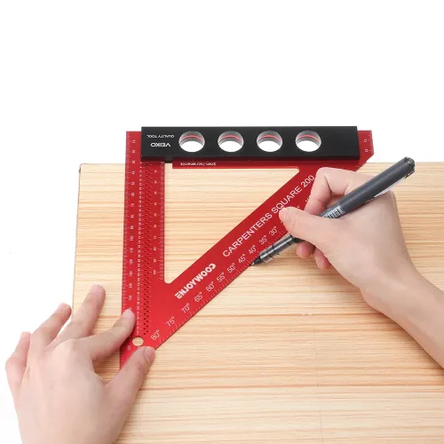 ENJOYWOOD 200mm Aluminum Alloy Carpenter Square Triangle Ruler Woodworking Precision Hole Positioning Square