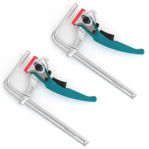 2PCS Aluminum Alloy Quick Ratcheting Table Clamp Rail Clamp for MFT Table and Guide Rail System 60mm Throat Depth 120-300mm Clamping Range for Festool Makita DeWalt Guide Rail