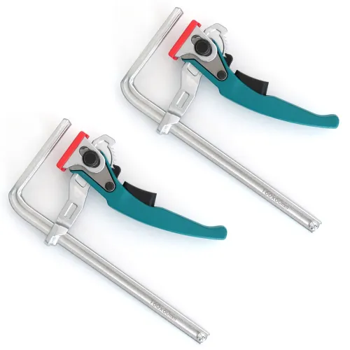 2PCS Aluminum Alloy Quick Ratcheting Table Clamp Rail Clamp for MFT Table and Guide Rail System 60mm Throat Depth 120-300mm Clamping Range for Festool Makita DeWalt Guide Rail