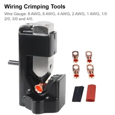 Universal Hammer Type Crimping Tool Spring Loaded Cable Lug Crimper Stainless Steel Wire Gauge 8 AWG to 4/0 Electrical Terminal Crimp Pliers Portable Wiring Connector Tool