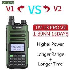 BAOFENG UV13Pro V2 Dual Band Walkie Talkie 999 Channels 1800mAh 16KM Long Range Type-C Charger Transceiver Ham Two Way Radio European Standard