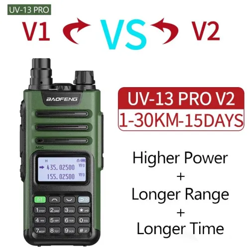 BAOFENG UV13Pro V2 Dual Band Walkie Talkie 999 Channels 1800mAh 16KM Long Range Type-C Charger Transceiver Ham Two Way Radio European Standard