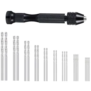 Drillpro 36 Pieces Hand Drill Set Include Pin Vise Hand Drill Mini Drills and 0.5-3.0mm HSS Drills and 0.3-1.2mm PCB Drill for Craft Carving DIY