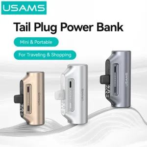 USAMS PB79 3000mAh Mini Tail Plug Portable Power Bank Type-C Plug-in External Battery Power Supply Fast Charging for iPhone 17 17Pro 16 15 Pro Max for Huawei Pura 80 Ultra for XIAOMI for SAMSUNG