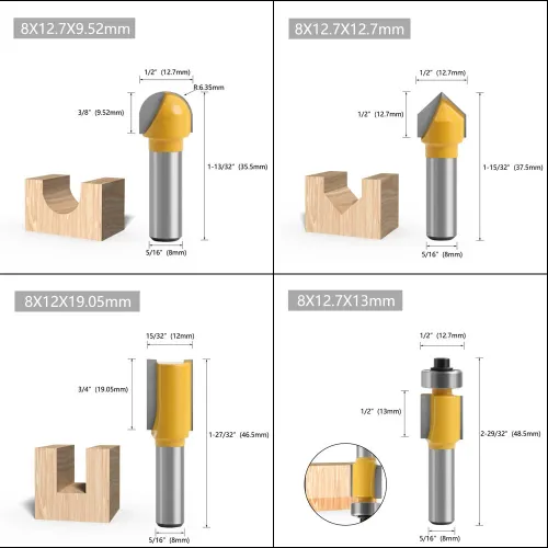 24pcs 8mm Shank Router Bit Set Woodworking Tools with Wooden Storage Case Professional Quality Clean Cuts