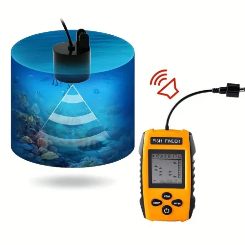 TL88Portable Fish Finder Real-time Sonar Sensor LCDisplay Water Depth Fish Location 200kHz Ultrasonic Underwater Fish Dectoter