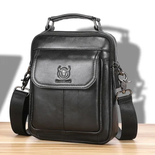 BULLCAPTAIN Classical Men's Genuine Leather Shoulder Bag Retro Business Casual Crossbody Bag Male Large Capacity Handbag Bag