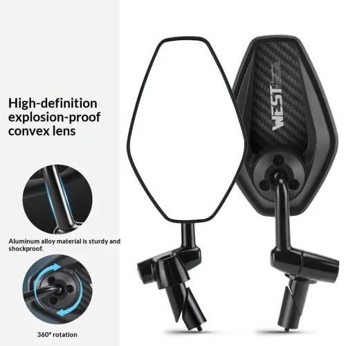 WESBIKING 1pcs Bicycle Left Rear View Mirror Anti-glare HRear View Mirror Cycling Adjustable Bike Mirror for E-bike Scooter Motorcycle