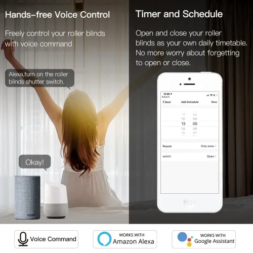 Tuya WiFi Smart RF433 Blind Shutter Curtain Switch with Remote APP Timing Function Voice Control with Alexa Google Assistant