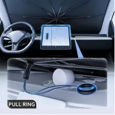 Car Front Windshield Pull Ring Retractable Sunshade for Windshield Heat UV Protection Foldable Summer Protection Car Seat Heat Insulation