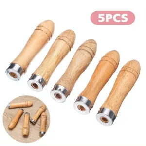 5PCS Wooden File Handles Ergonomic Secure Fit 9cm Length 4mm Diameter Fits 4-6 Inch Files Versatile for Metal Files Wood Rasps Screwdrivers Hand Drills