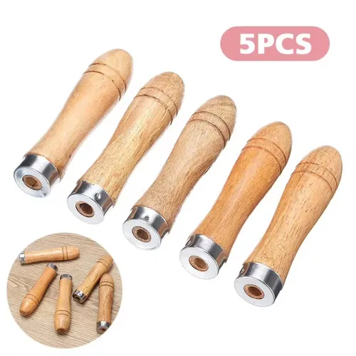 5PCS Wooden File Handles Ergonomic Secure Fit 9cm Length 4mm Diameter Fits 4-6 Inch Files Versatile for Metal Files Wood Rasps Screwdrivers Hand Drills