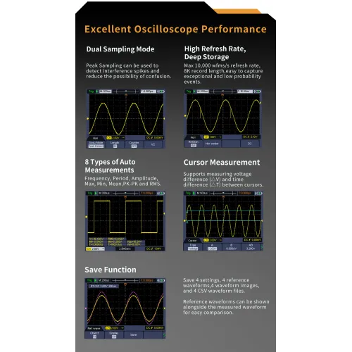 OWON HDS241/HDS271 Handheld Oscilloscope 40MHz/70MHz 250MSa/s 3-in-1 with Multimeter and Waveform Generator LCD Screen Portable Test Tool