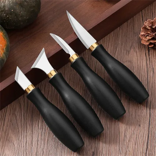 4pcs Woodworking Carving Tool Kit Stainless Steel Blade Ergonomic Handle Professional Detail Cutter Razor Sharp Knife Set