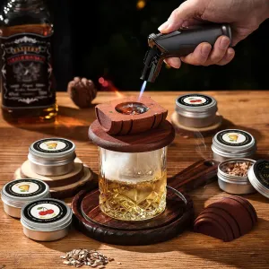 6 Flavors Whiskey Smoker Kit with Wood Chips Old Fashioned Drink Smoker Infuser for Cocktails Birthday Bourbon Gifts