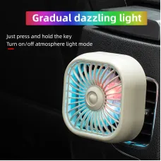 USB Car Vent Mini Fan Portable  Air Conditioning Outlet Car Fan Gradient Colorful Atmosphere Light Small Fan Row Exhaust Fan