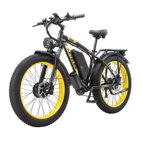 USA DIRECT KETELEK800 Electric Bike 48V 23Ah Battery 1000W*2 Dual Motors Recommended Top Speed 25KM/H 26inch Tires 50-80KM Mileage Range 180KG Max Load Electric Bicycle