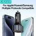 USAMS CC257 C42 100W 3-Port USB PD Car Charger Adapter USB-A+USB-C+iP Support PD QC AFC SCP FCP PPS Fast Charging with Red LED for iPhone 16 16 Pro 15 14 13 Pro Max for Huawei Mate XT for Xiaomi MIX Fold4 for Samsung Galaxy Z Flip6