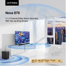 US/UK Direct Refurbished ULTIMEA Nova S70 3.1.2 Soundbar 390W True Dolby Atmos Soundbar BassMax 4K Dolby Vision HDR Passthrough 3EQ Modes Wired Speaker Subwoofer