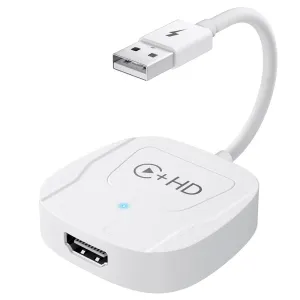 Wireless Carplay with HD Multimedia Adapter with USB Dongle Converter Supports Fire/Google TV Sticks and Multimedia Devices Mirroring Compatible with Various DispIayPort-Enabled Devices