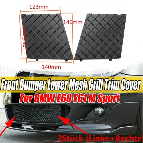 2pcs Front Bumper Lower Mesh Grill Trim Cover Left and Right For BMW E60 E61M