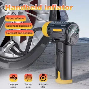 60W Handheld Portable Air Pump With Intelligent Digital Display Stop When Full Spiral Pressure Gathering Rapid Inflation With LED Lighting