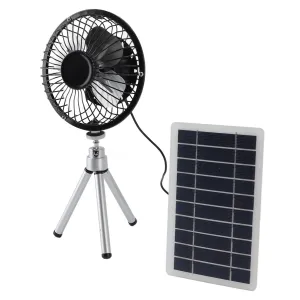 Solar Power Fan Exhaust with Monocrystalline Photovoltaic Panel Compact Portable Waterproof 15W Power Output USB-C USB-A DC Output Interfaces Ideal for Camping and Outdoor Activities