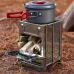 IPRee Folding Stainless Steel Oven Portable Wood Burner Camping Wood Stove Mini BBQ Grill Carry Bag Camping Supplies Fire Wood Heater