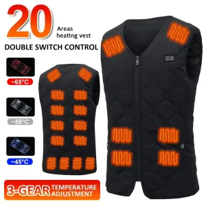 TENGOO HV-20 Smart Heated Vest 20 Heating Areas Oversized Women Men Winter Vest Self Heating Vest Usb Electric Thermal Vest Jacket Outdoor Vest