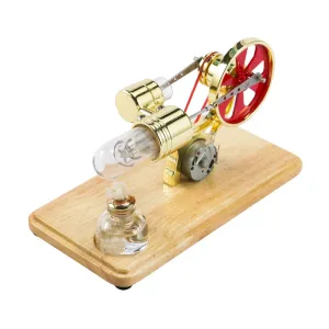 LL-009 Hot Air Stirling Engine Kit Model Electricity Generator Physical Generator Model with LED Light Flywheel Design Science Experiment Learning Education Toys