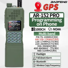 BAOFENG AR-152 PRO GPS Walkie Talkie Long Range bluetooth Programming 10W Multi Band 12000mAh Tactial 1000CH Two Way Ham Radio with Flashlight